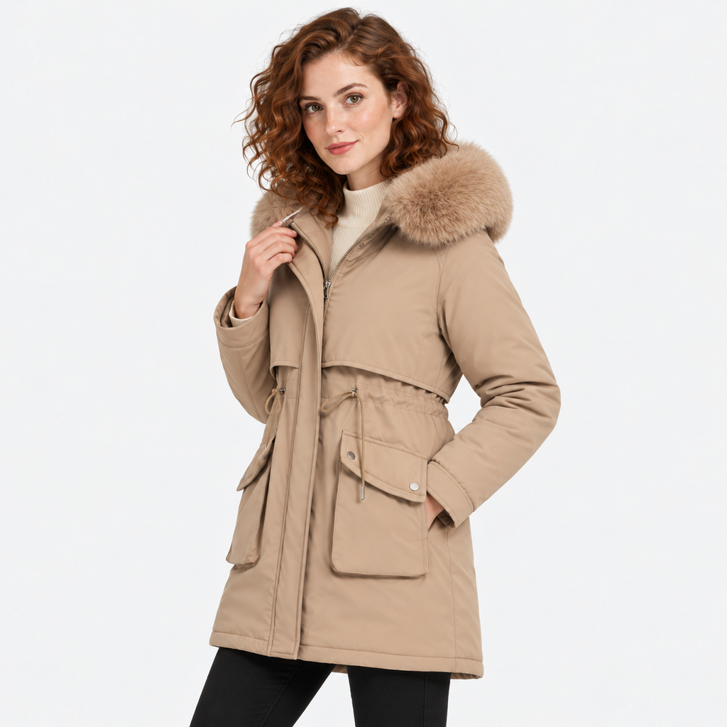 NAJAS | Women's Fur Lined Hooded Winter Parka with Loose Fit