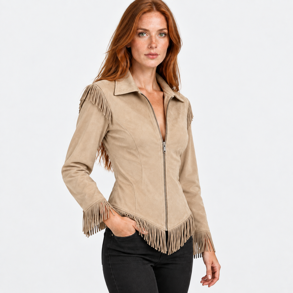 NAJAS | Women’s Vintage Tassel Jacket Slim Fit Fashion Coat