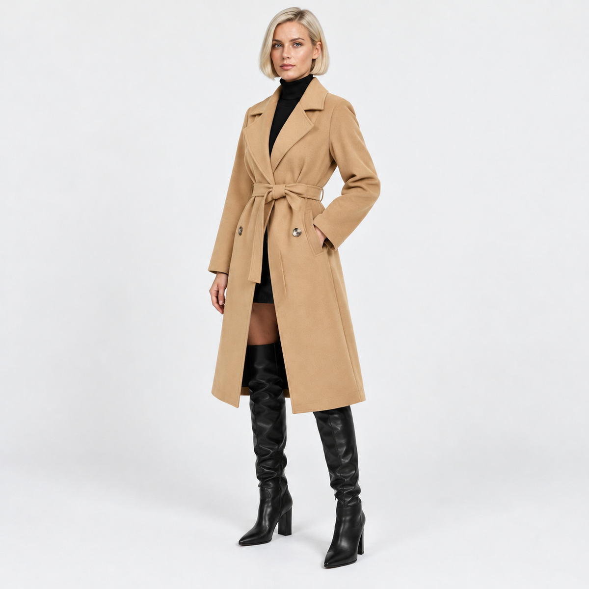 NAJAS | Women's Classic Trench Coat Timeless Belted Heritage Outerwear