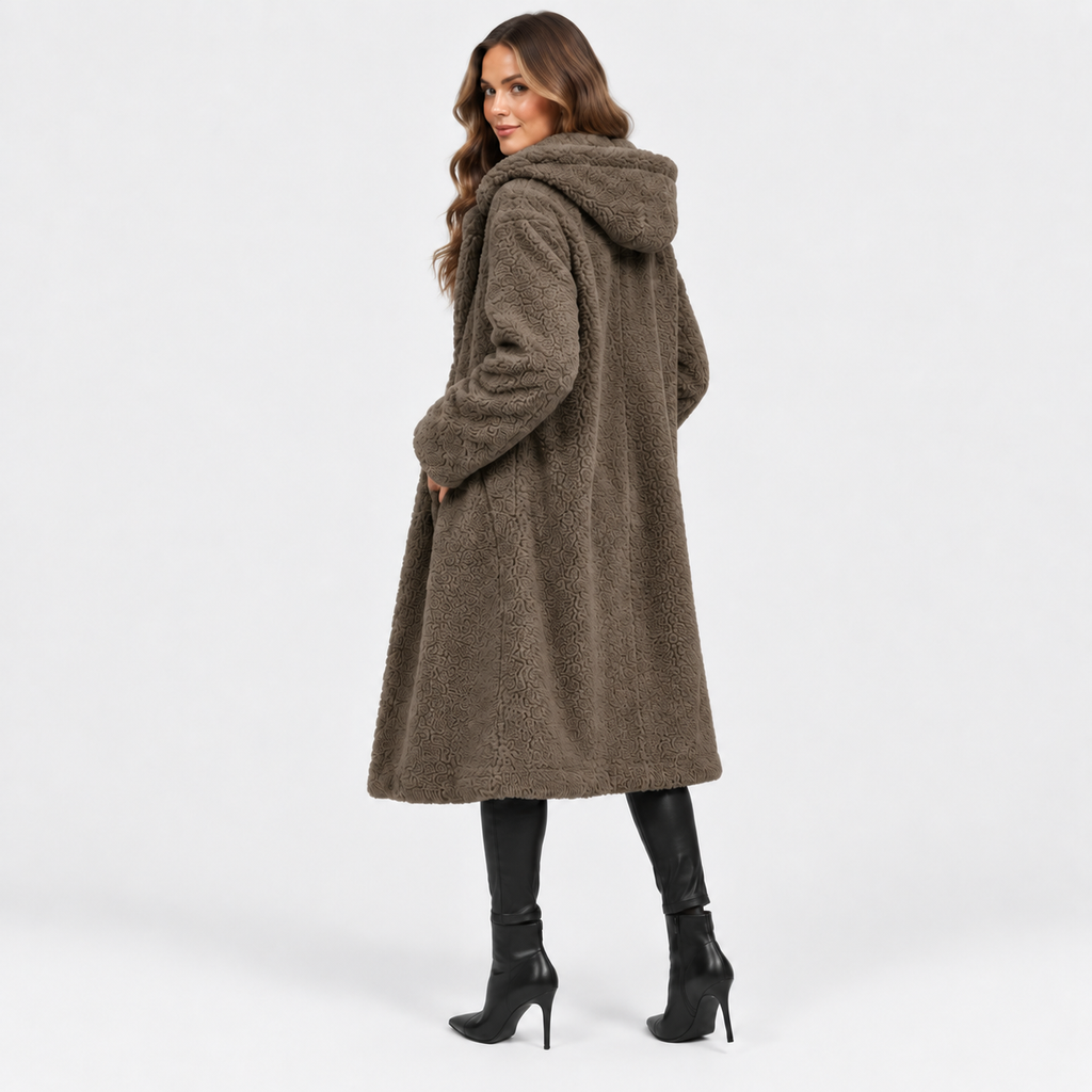 NAJAS | Women’s Teddy Coat Faux Fleece Hooded Long Winter Outerwear