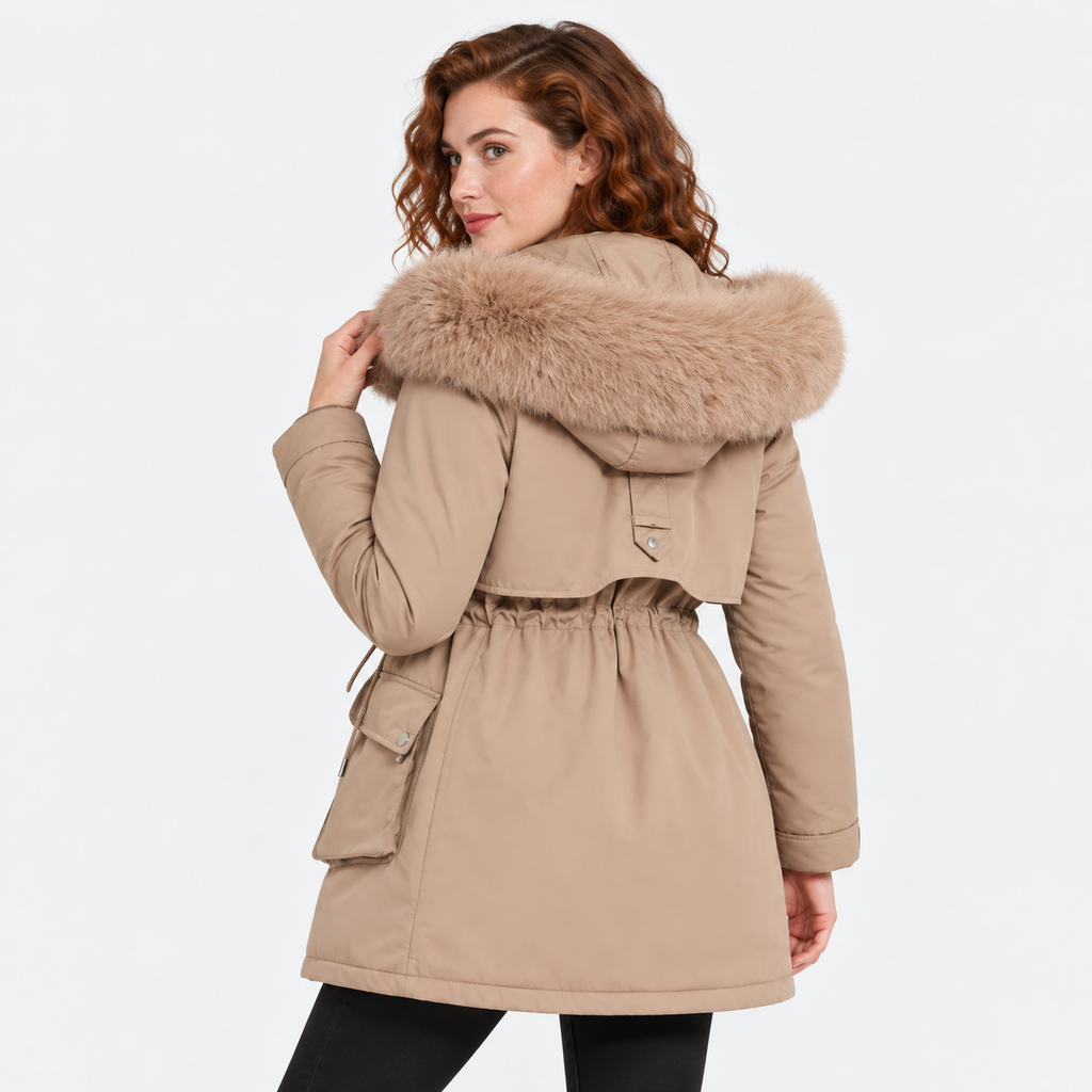 NAJAS | Women's Fur Lined Hooded Winter Parka with Loose Fit