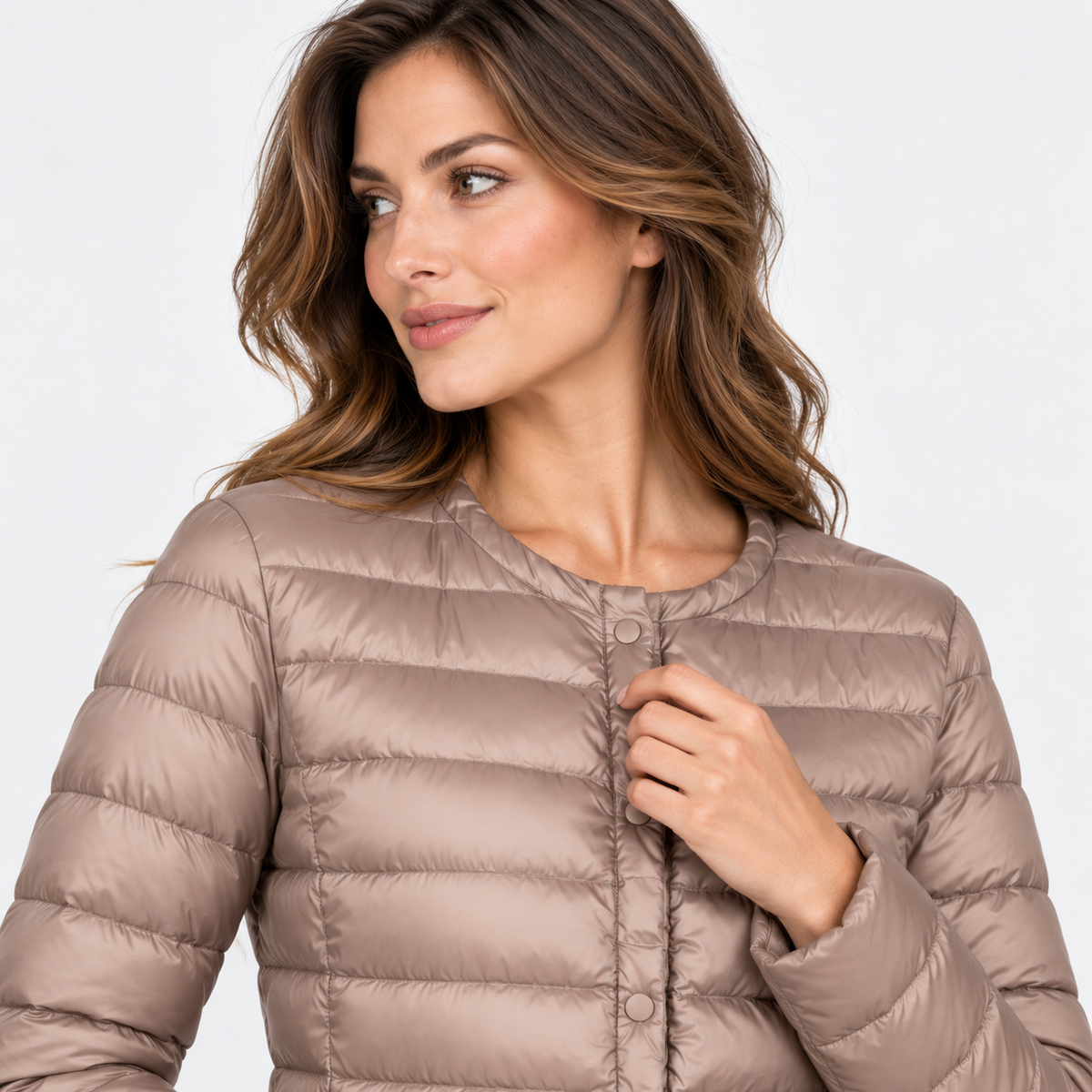 NAJAS | Women’s Down Jacket Lightweight Short Collarless Winter Coat