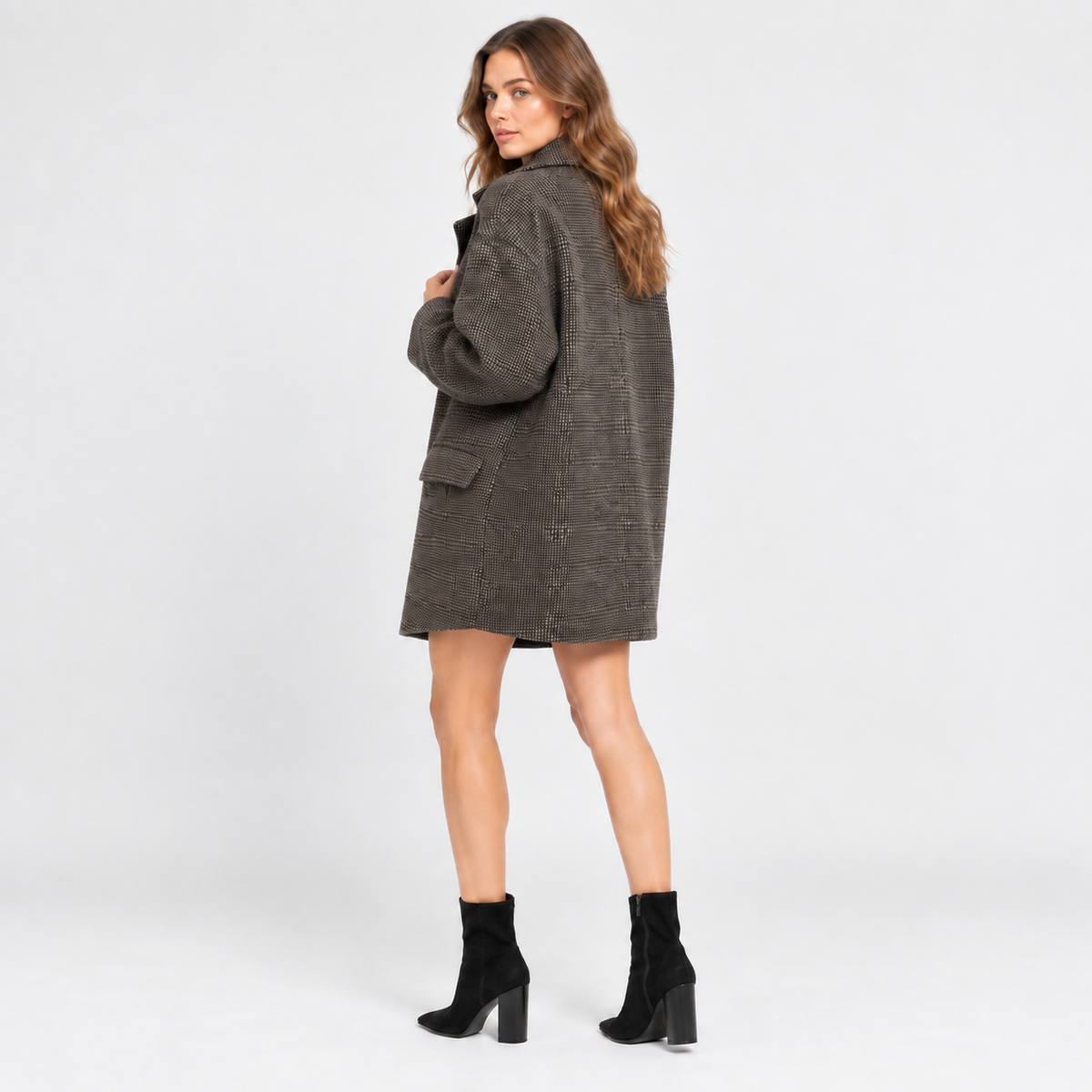 NAJAS | Women’s Wool Blend Coat Double Breasted Plaid British Style Jacket