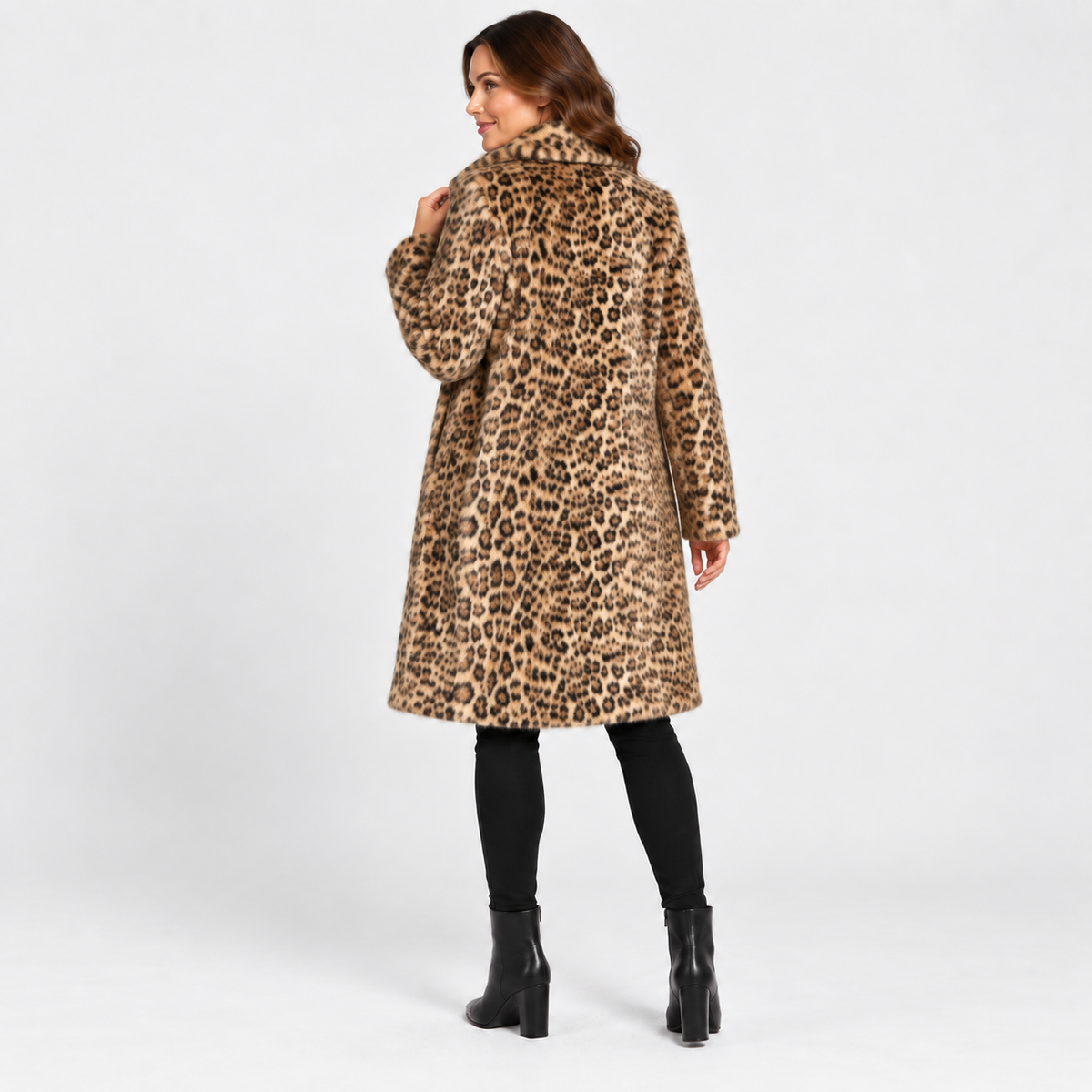 NAJAS | Women’s Leopard Print Coat Soft Plush Casual Fall Jacket