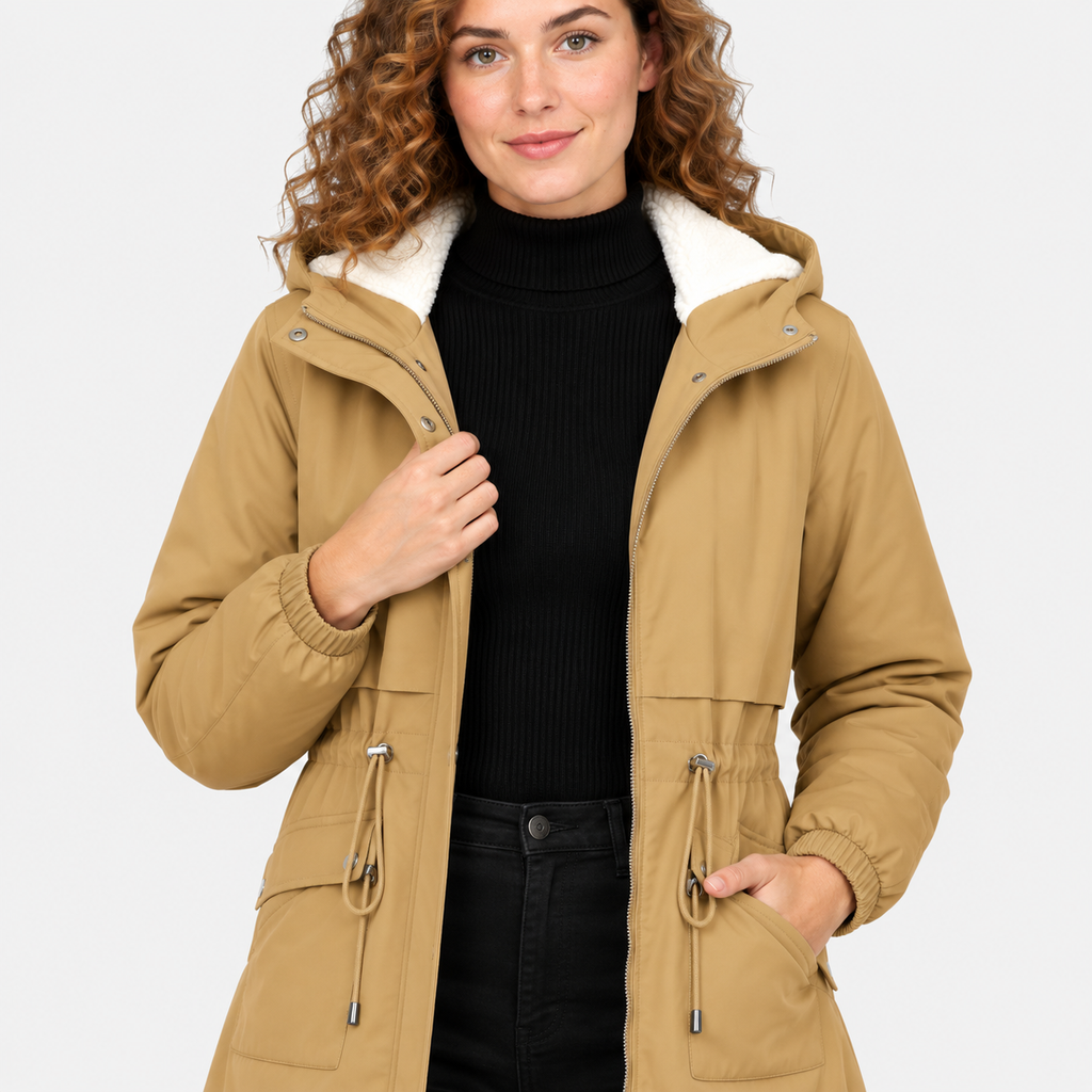 NAJAS | Women’s Fleece Lined Trench Coat Mid Length Winter Jacket