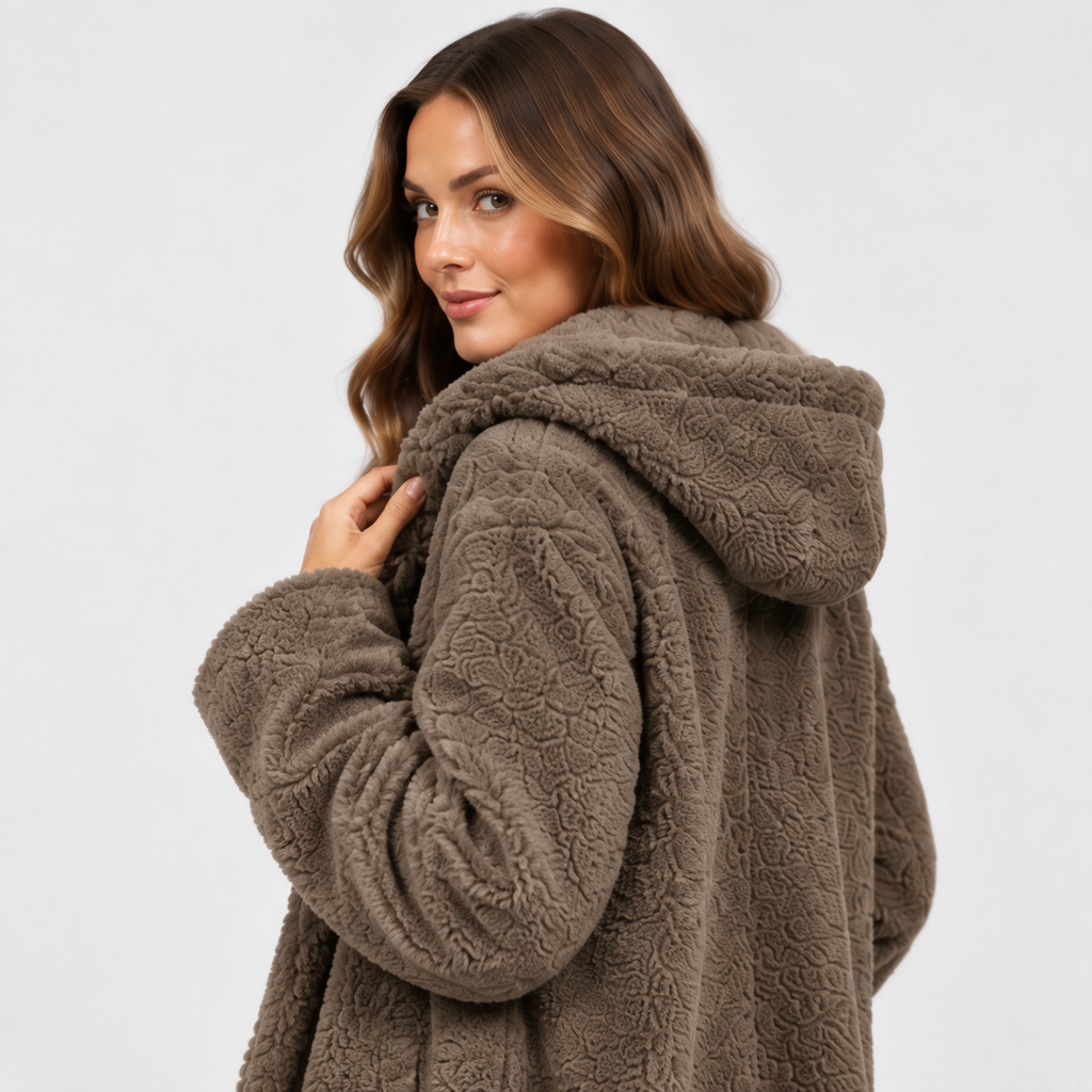 NAJAS | Women’s Teddy Coat Faux Fleece Hooded Long Winter Outerwear