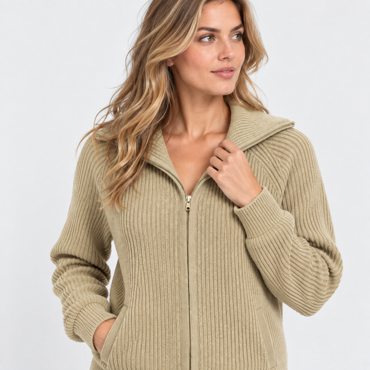 NAJAS | Women’s Knitted Sweater Jacket Warm Striped Casual Outerwear
