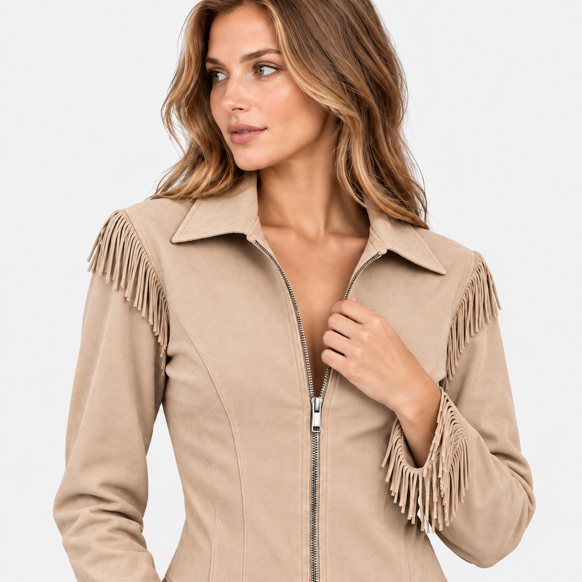 NAJAS | Women’s Vintage Tassel Jacket Slim Fit Fashion Coat