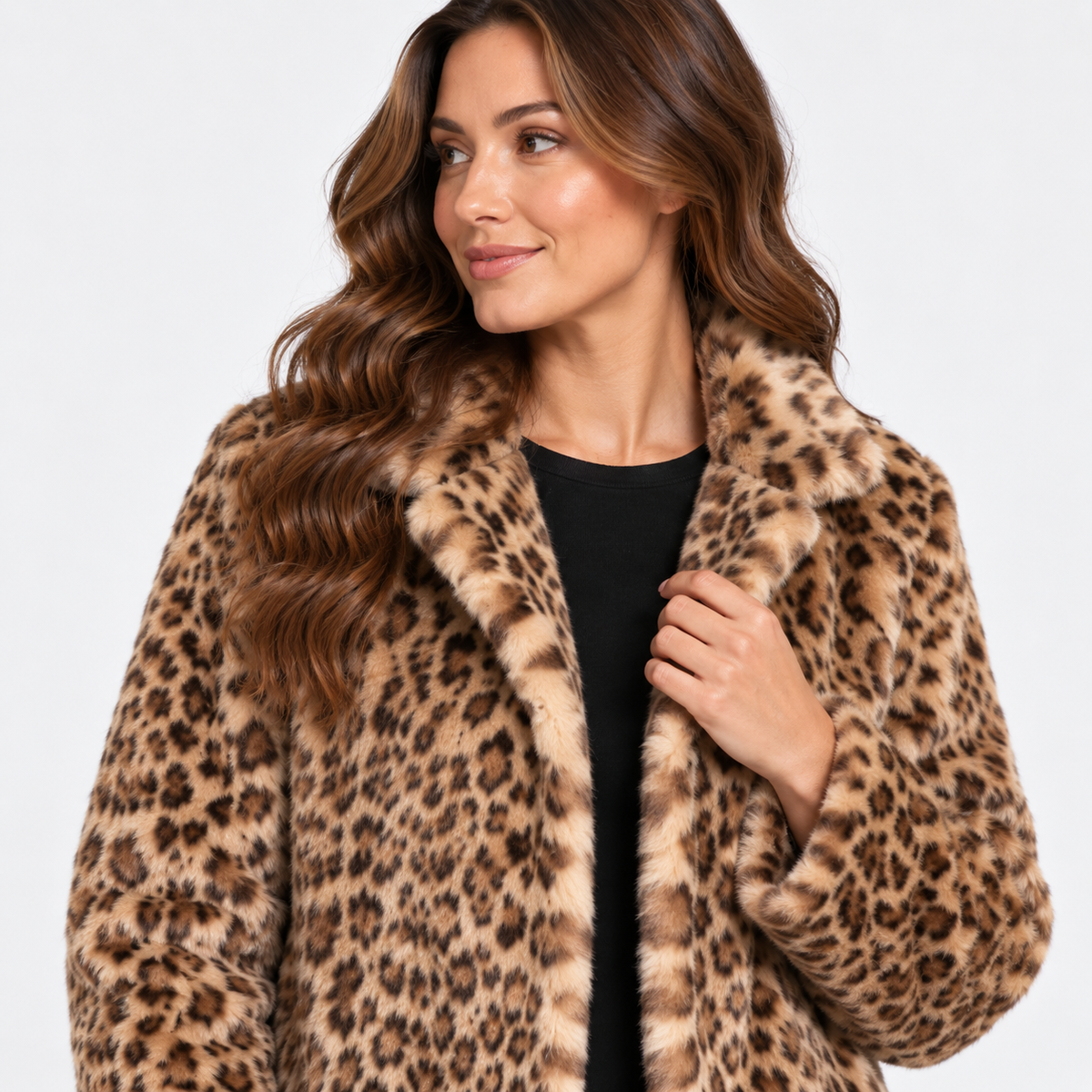 NAJAS | Women’s Leopard Print Coat Soft Plush Casual Fall Jacket