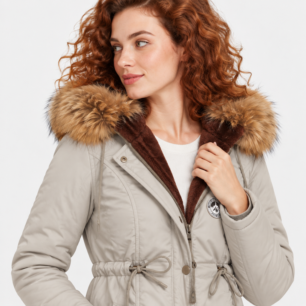 NAJAS | Women's Cotton Parka Jacket Fur Collar Hooded Winter Coat