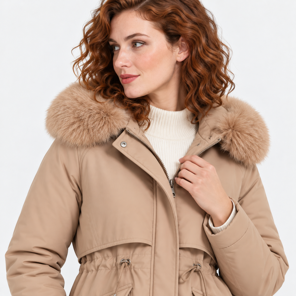 NAJAS | Women's Fur Lined Hooded Winter Parka with Loose Fit