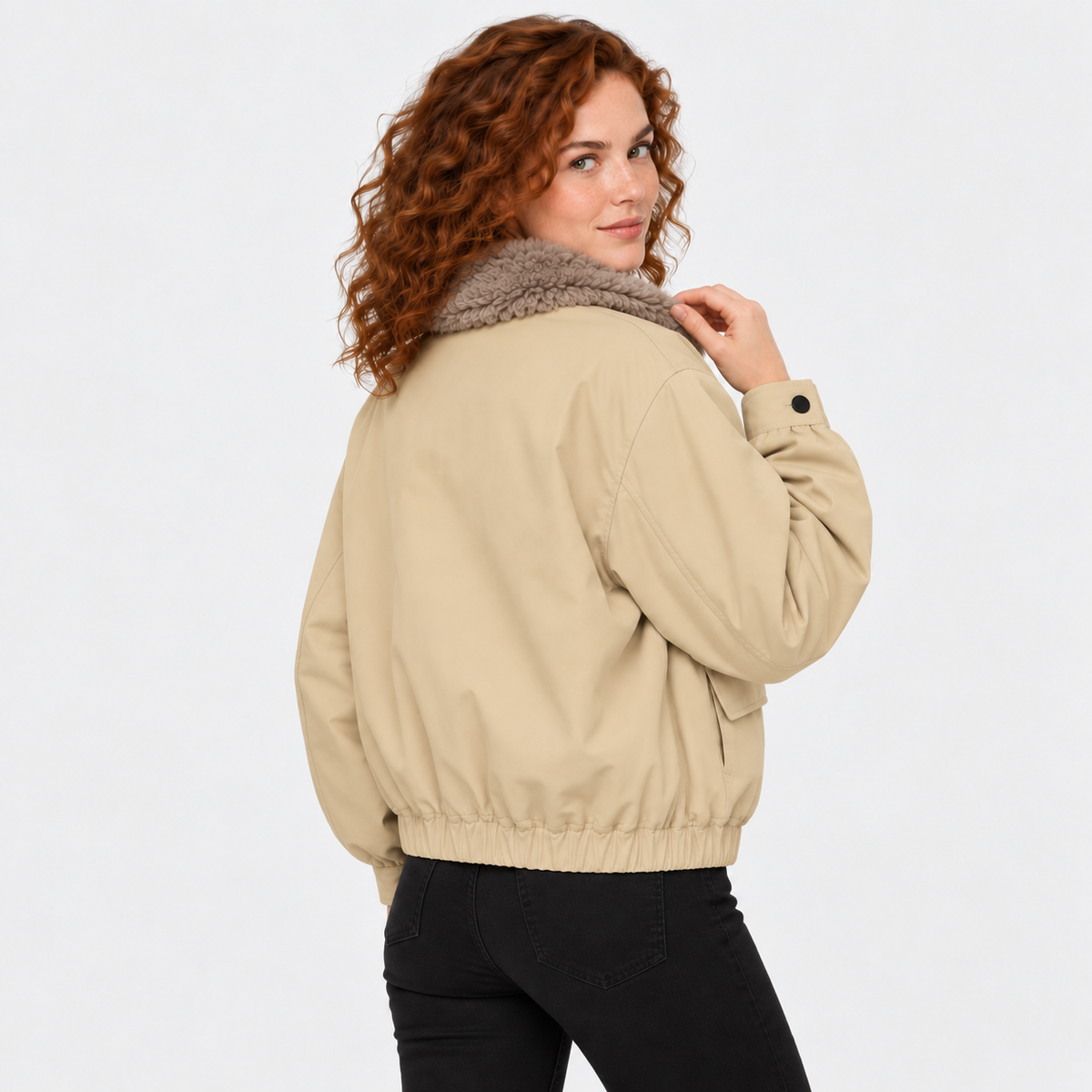 NAJAS | Women’s Fur Collar Jacket Vintage Winter Warm Short Outerwear