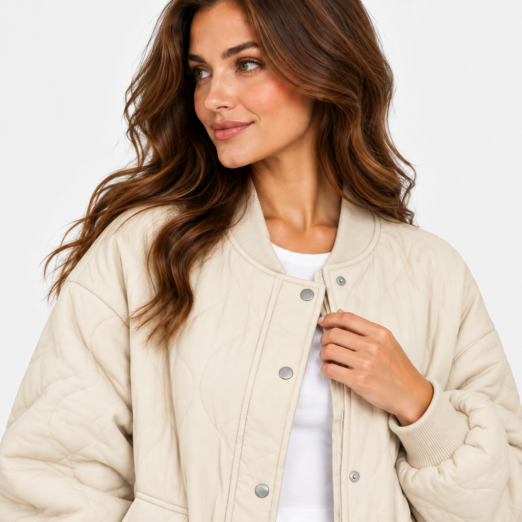 NAJAS | Women’s Quilted Jacket Long Sleeve Casual Winter Outerwear