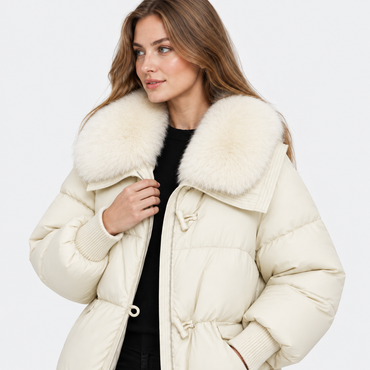 NAJAS | Women's Fur Collar Winter Jacket Warm Padded Short Coat