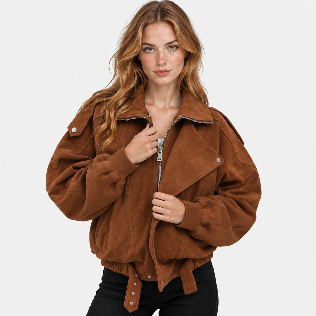 NAJAS | Women’s Short Lapel Jacket Loose Fit Casual Fall Outerwear