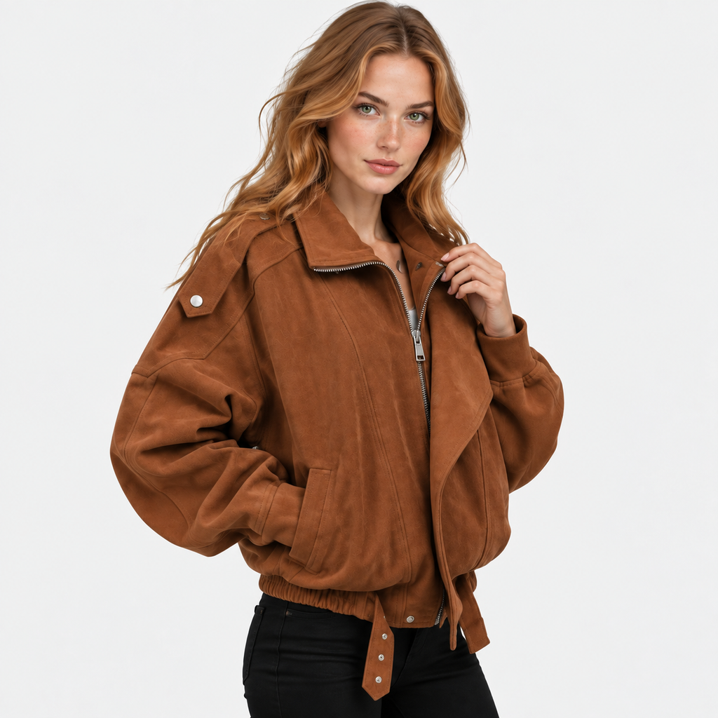 NAJAS | Women’s Short Lapel Jacket Loose Fit Casual Fall Outerwear