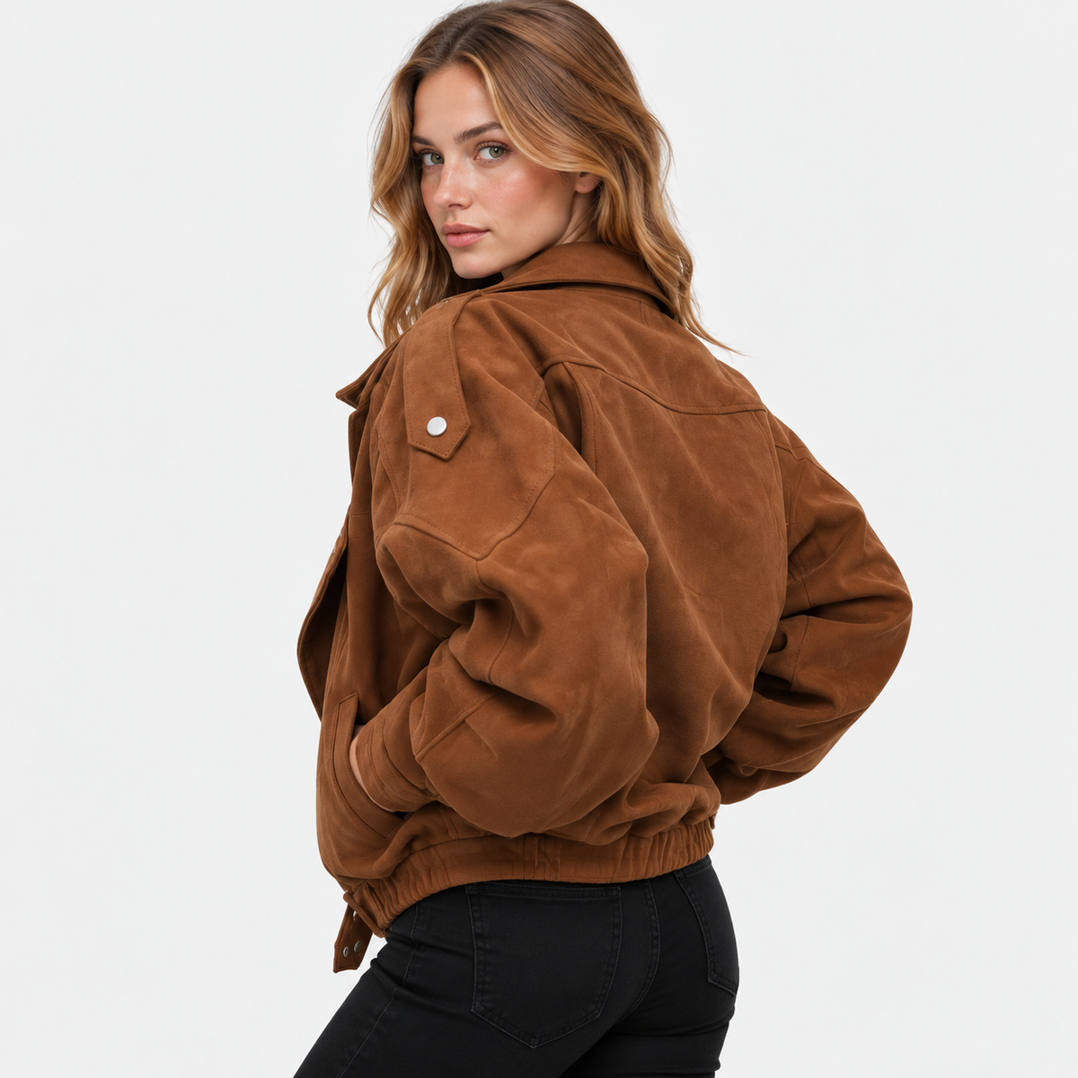 NAJAS | Women’s Short Lapel Jacket Loose Fit Casual Fall Outerwear