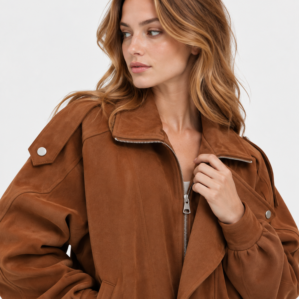 NAJAS | Women’s Short Lapel Jacket Loose Fit Casual Fall Outerwear