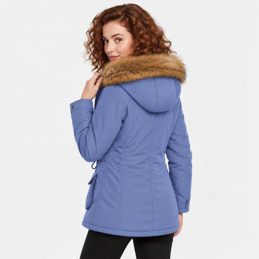 NAJAS | Women's Cotton Parka Jacket Fur Collar Hooded Winter Coat