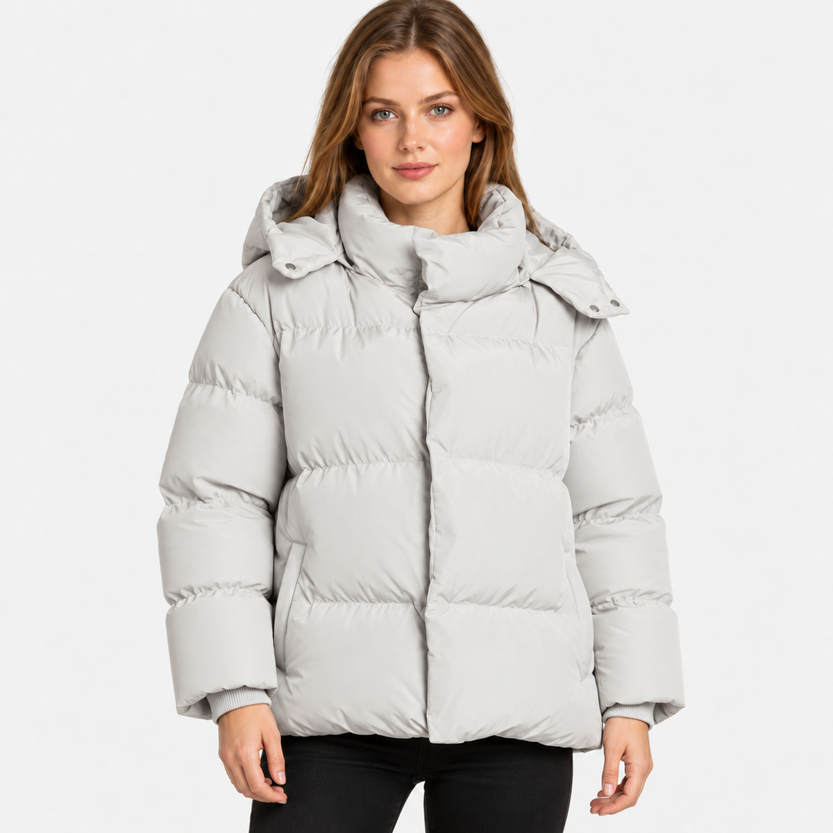 NAJAS | Women's Hooded Cotton Coat Detachable Hood Padded Workwear Jacket