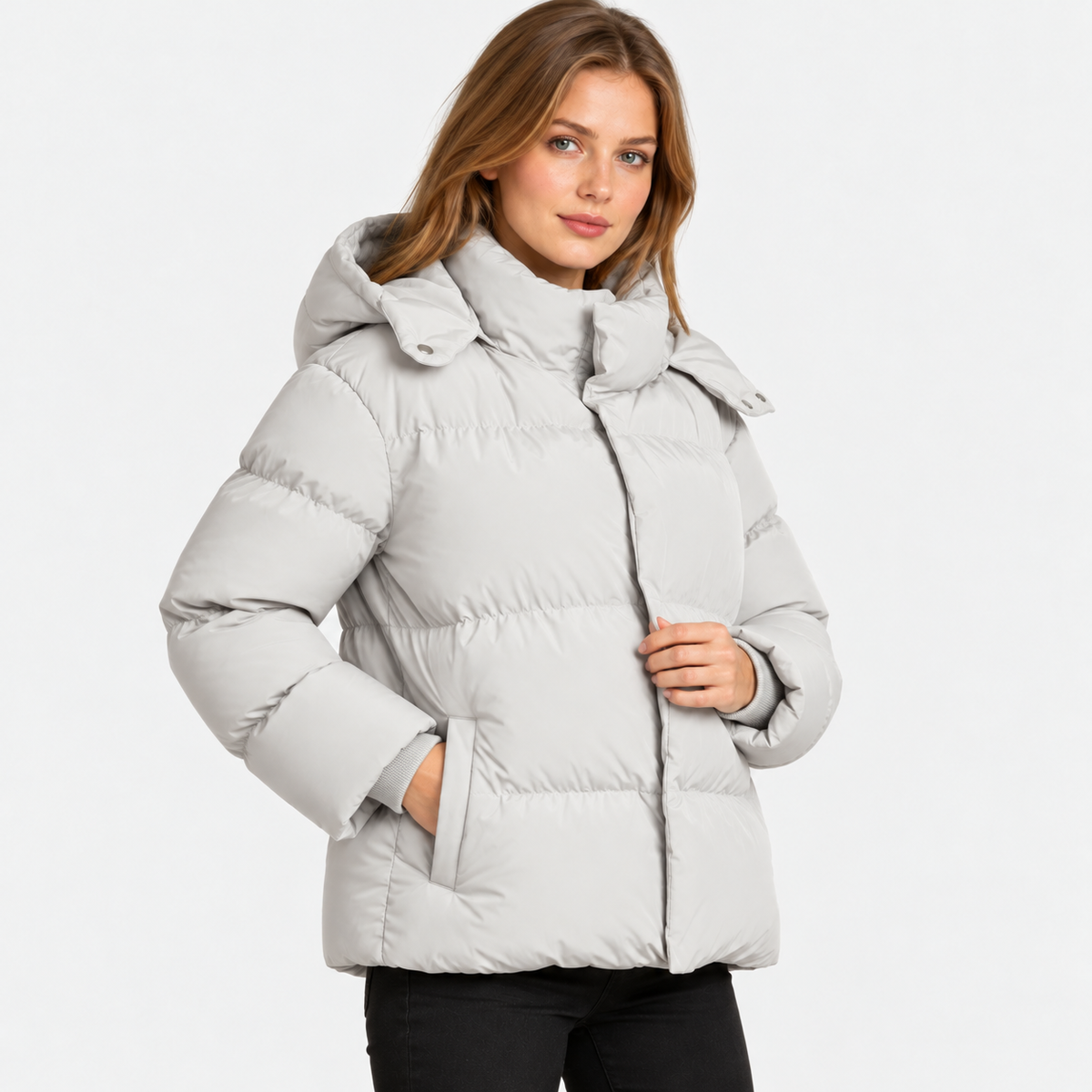 NAJAS | Women's Hooded Cotton Coat Detachable Hood Padded Workwear Jacket