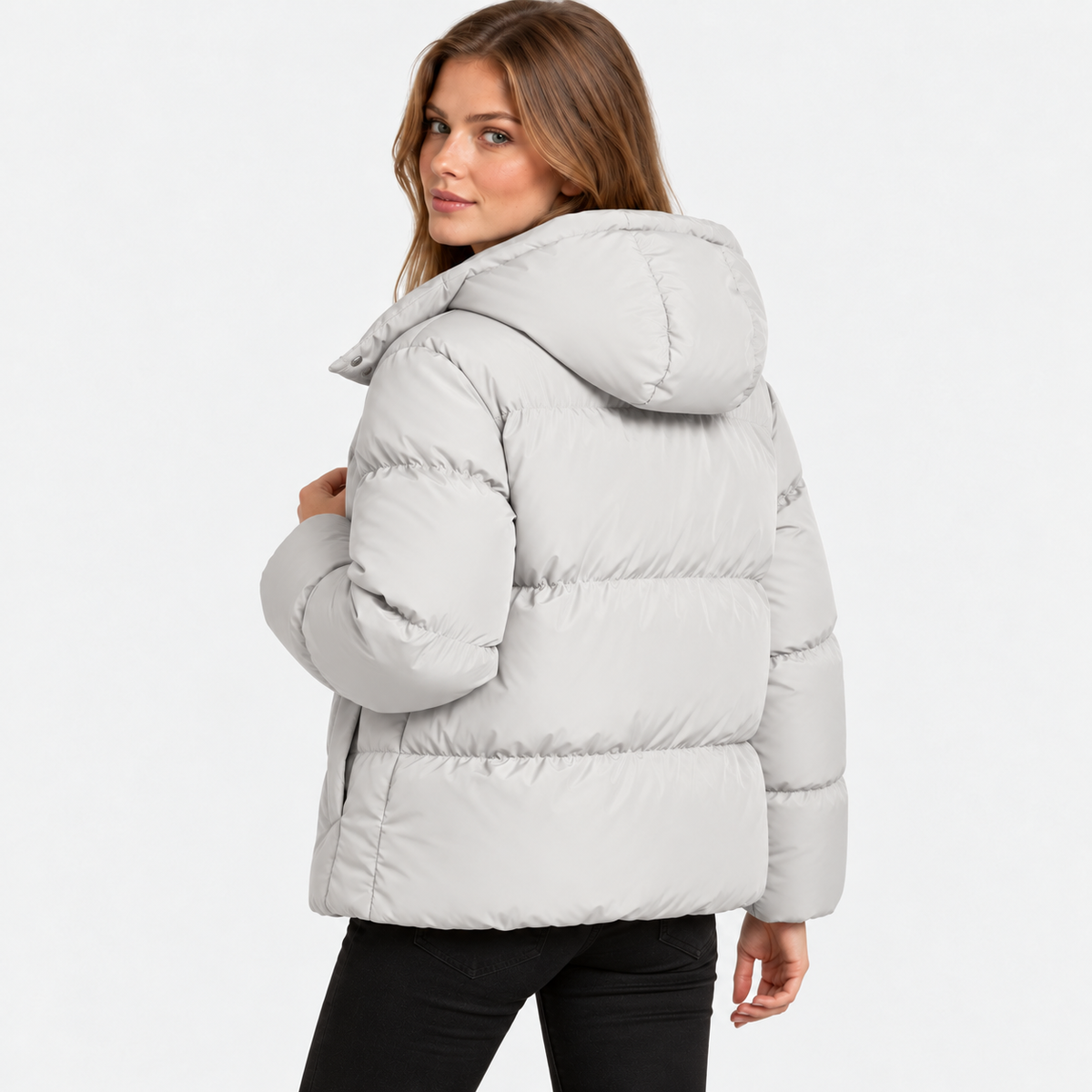NAJAS | Women's Hooded Cotton Coat Detachable Hood Padded Workwear Jacket