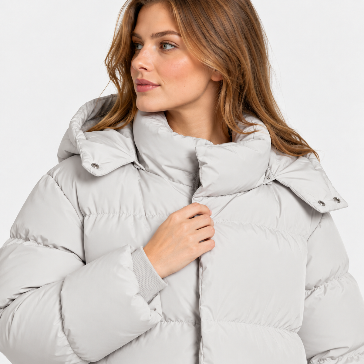 NAJAS | Women's Hooded Cotton Coat Detachable Hood Padded Workwear Jacket