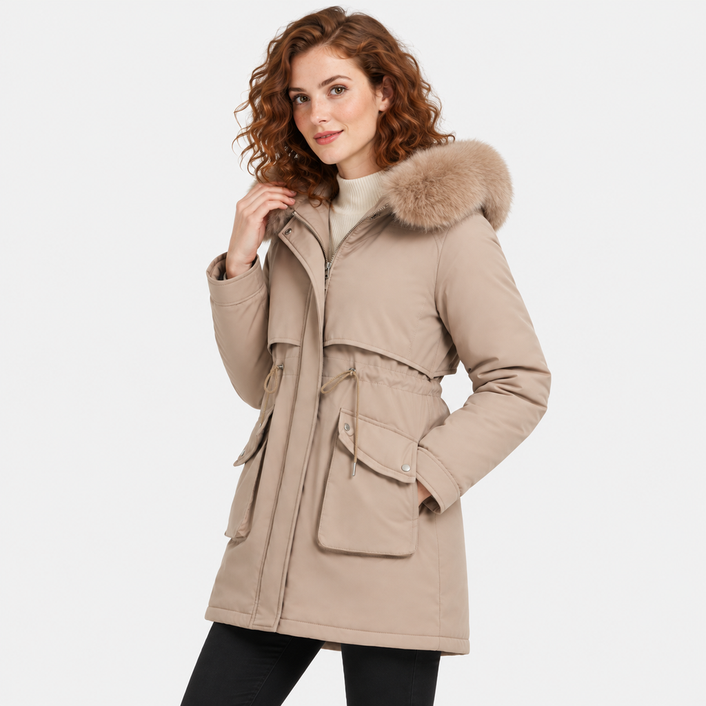 NAJAS | Women's Fur Lined Hooded Winter Parka with Loose Fit