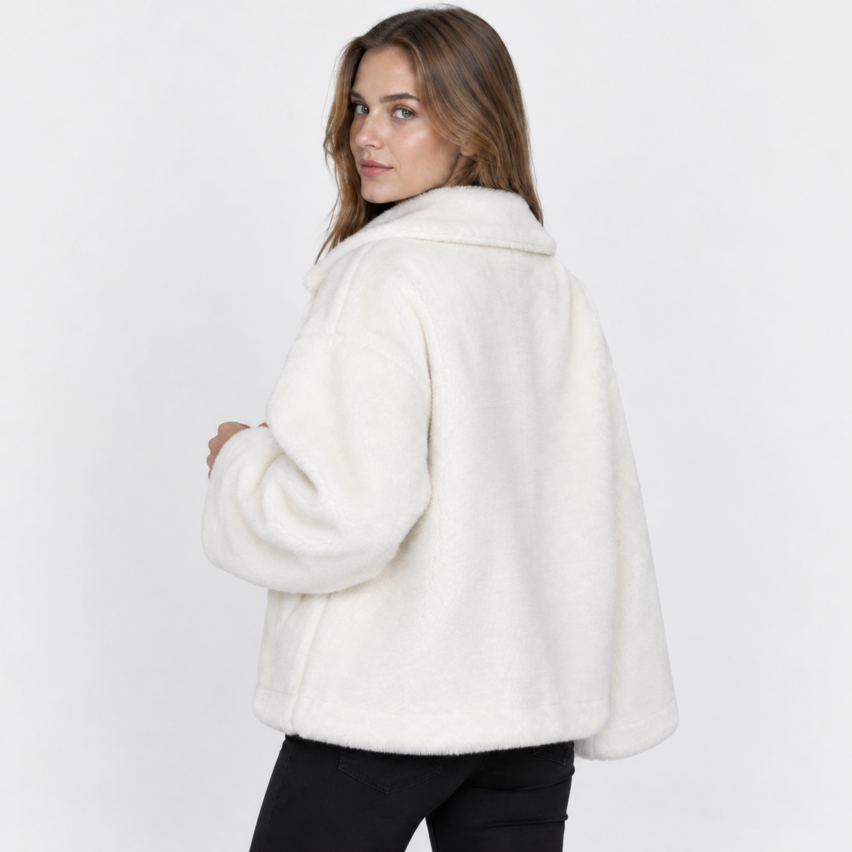 NAJAS | Women's Fleece Coat Plush Lapel Collar Warm Winter Jacket