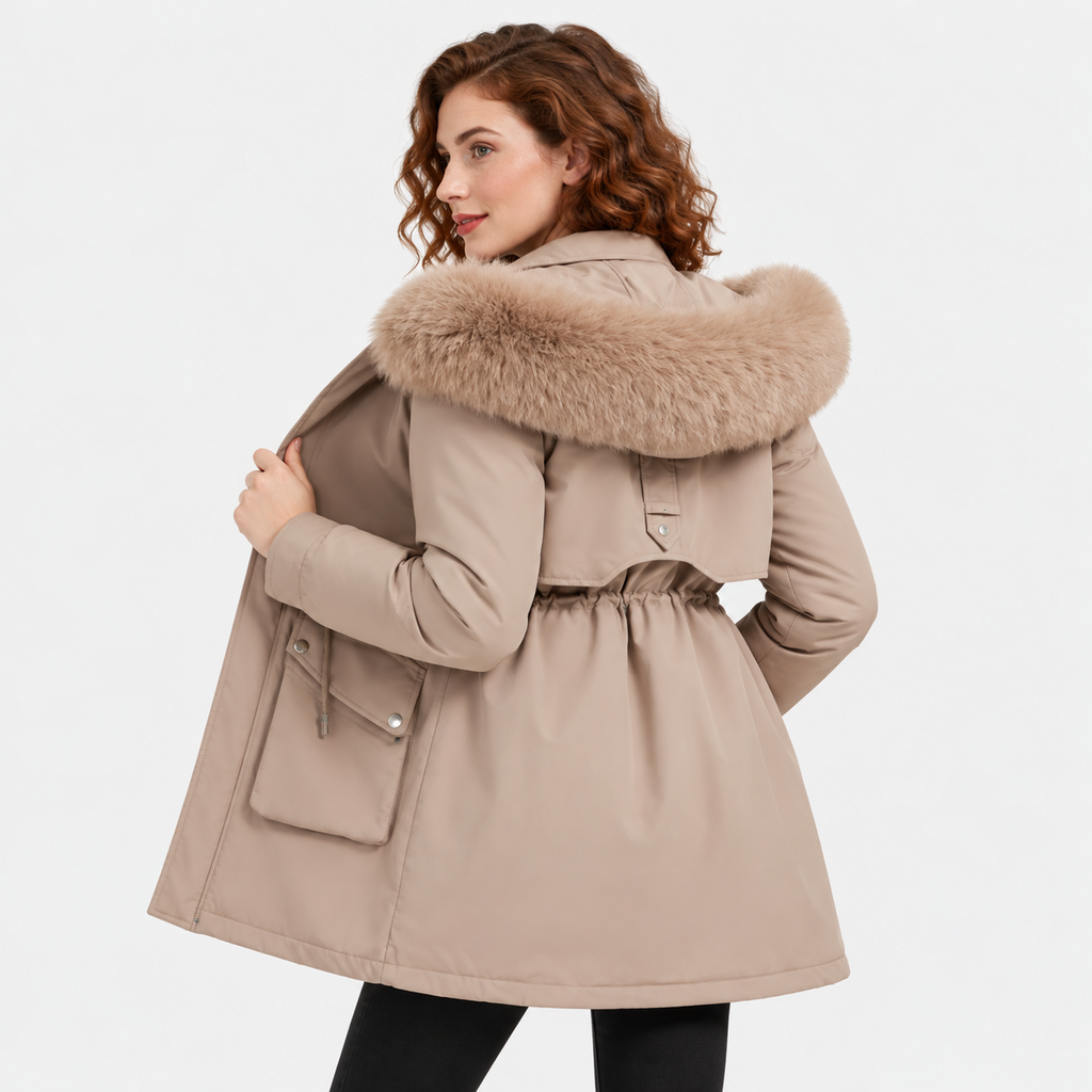 NAJAS | Women's Fur Lined Hooded Winter Parka with Loose Fit