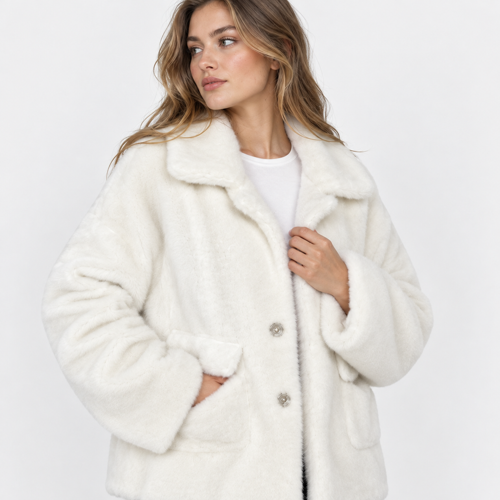 NAJAS | Women's Fleece Coat Plush Lapel Collar Warm Winter Jacket