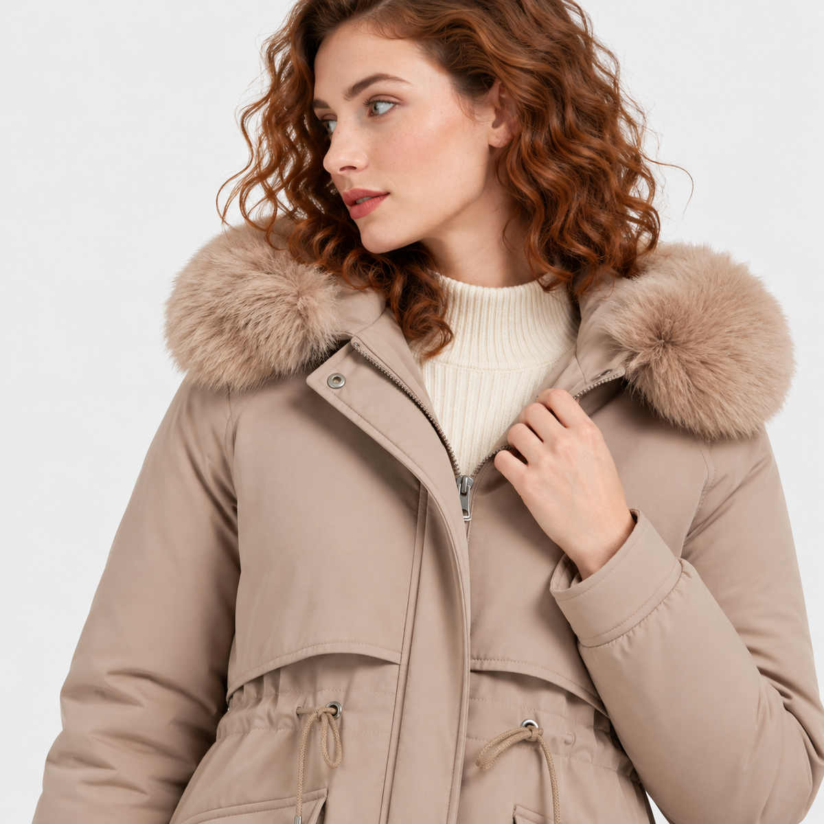 NAJAS | Women's Fur Lined Hooded Winter Parka with Loose Fit
