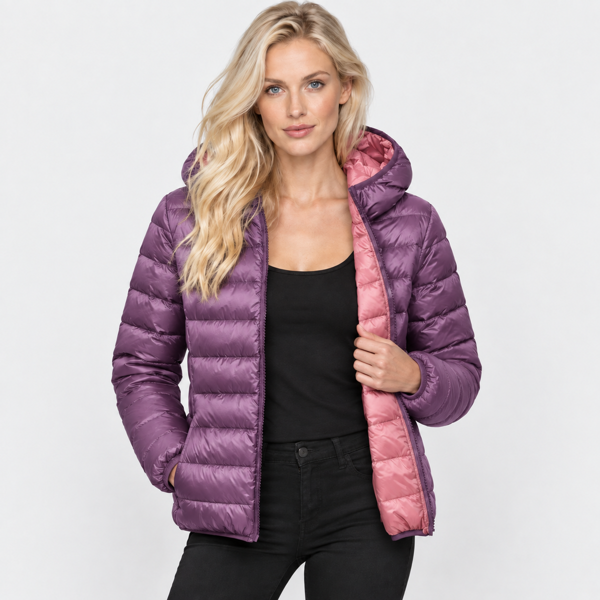 NAJAS | Women’s Duck Down Jacket Nylon Hooded Lightweight Winter Coat
