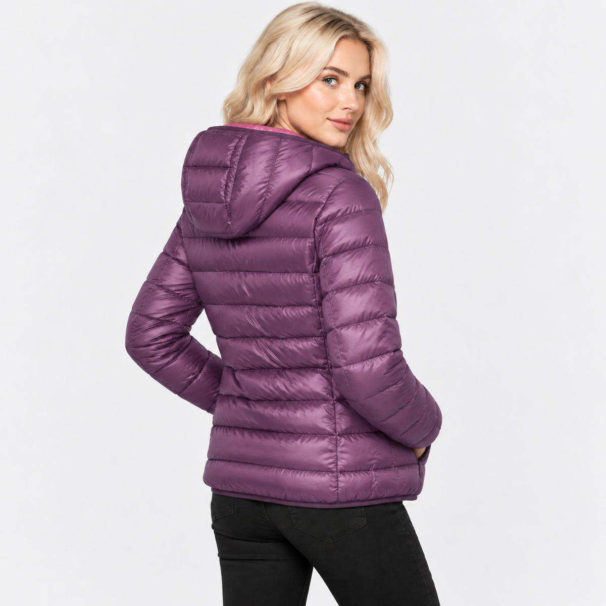 NAJAS | Women’s Duck Down Jacket Nylon Hooded Lightweight Winter Coat
