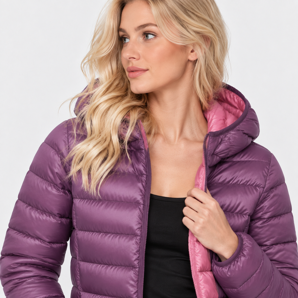 NAJAS | Women’s Duck Down Jacket Nylon Hooded Lightweight Winter Coat