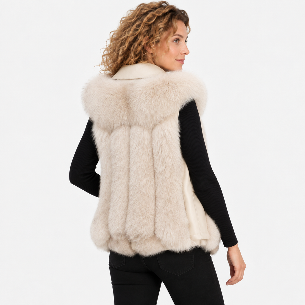 NAJAS | Women’s Plush Vest Jacket Patchwork Style Warm Fashion Coat