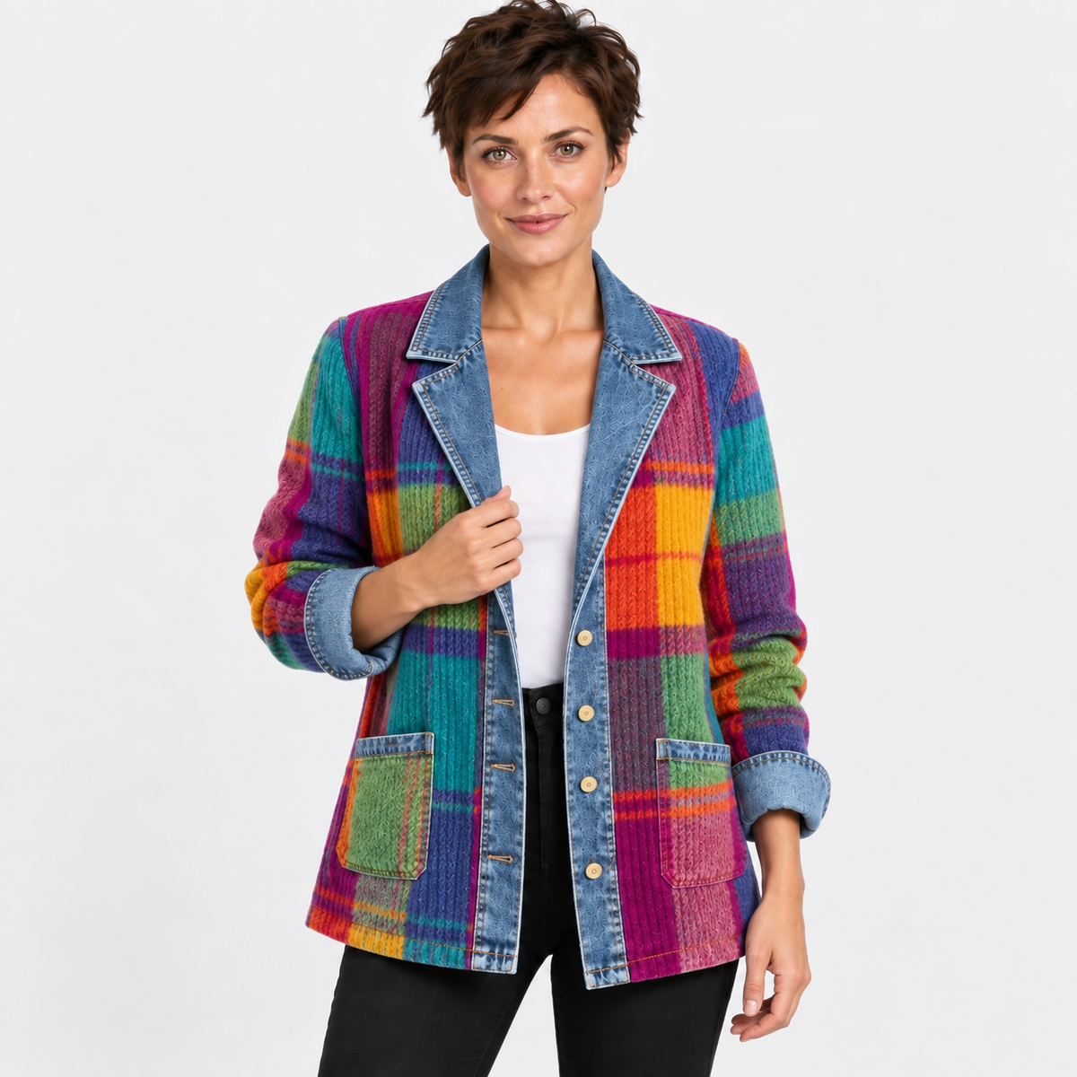 NAJAS | Women’s Plaid Cardigan Coat Mid Length Vintage Spring Fall Outerwear