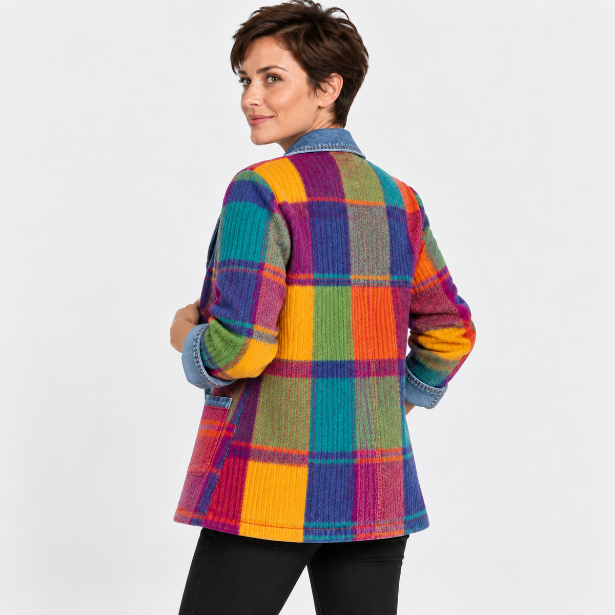 NAJAS | Women’s Plaid Cardigan Coat Mid Length Vintage Spring Fall Outerwear