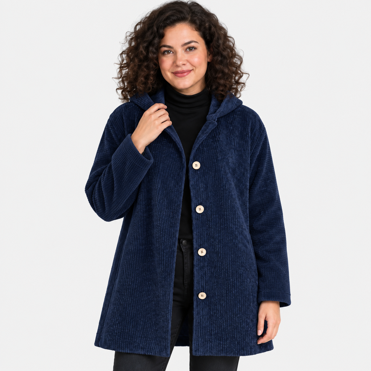 NAJAS | Women’s Corduroy Jacket Hooded Warm Pocket Fall Winter Coat
