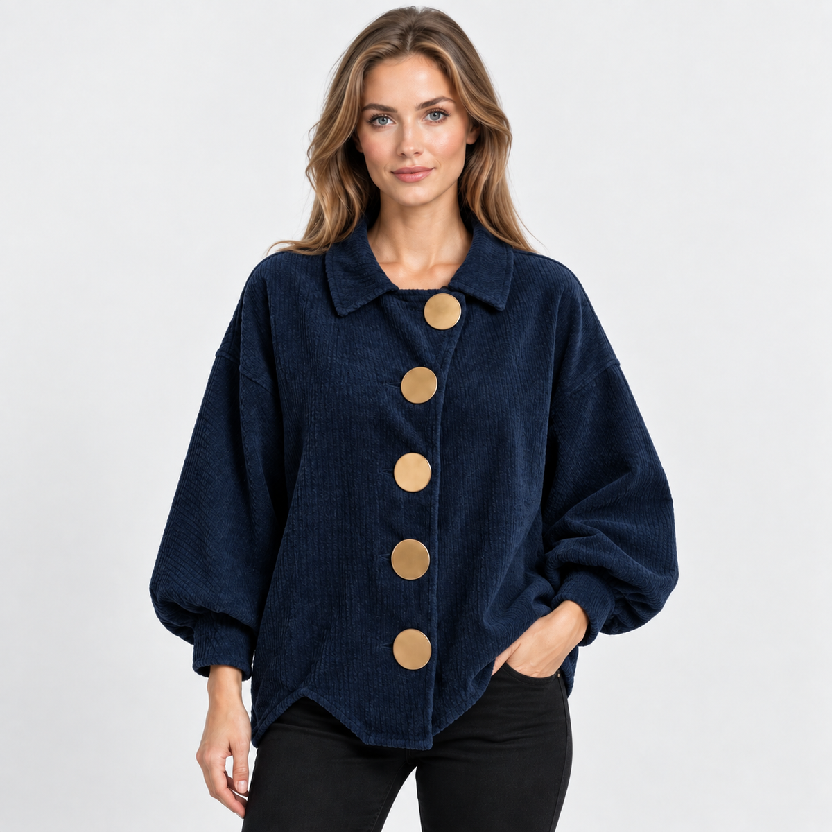 NAJAS | Women’s Corduroy Jacket Oversized Button Vintage Fall Outerwear
