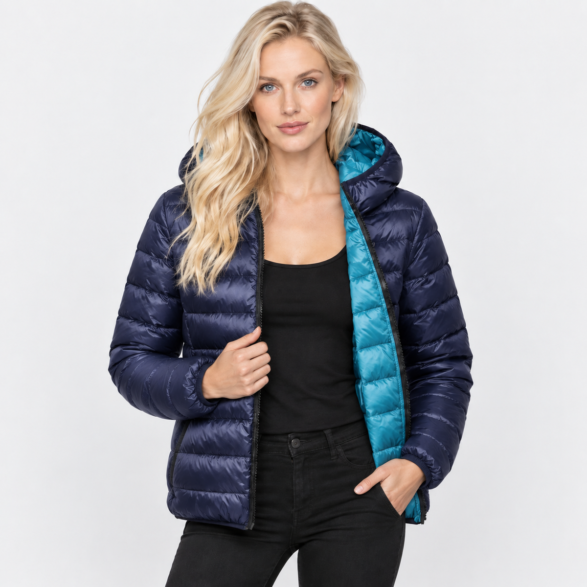 NAJAS | Women’s Duck Down Jacket Nylon Hooded Lightweight Winter Coat