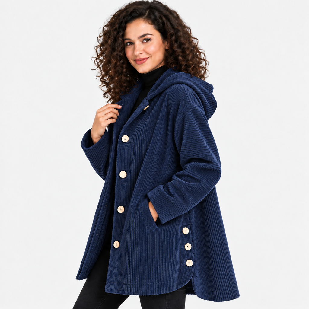 NAJAS | Women’s Corduroy Jacket Hooded Warm Pocket Fall Winter Coat