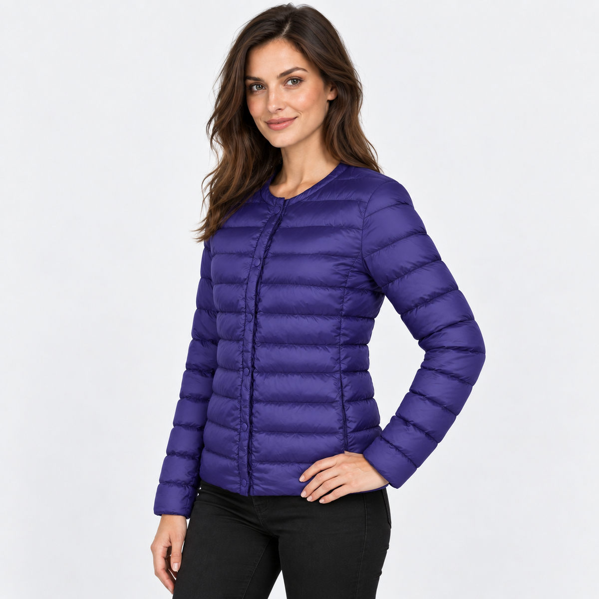 NAJAS | Women’s Down Jacket Lightweight Short Collarless Winter Coat