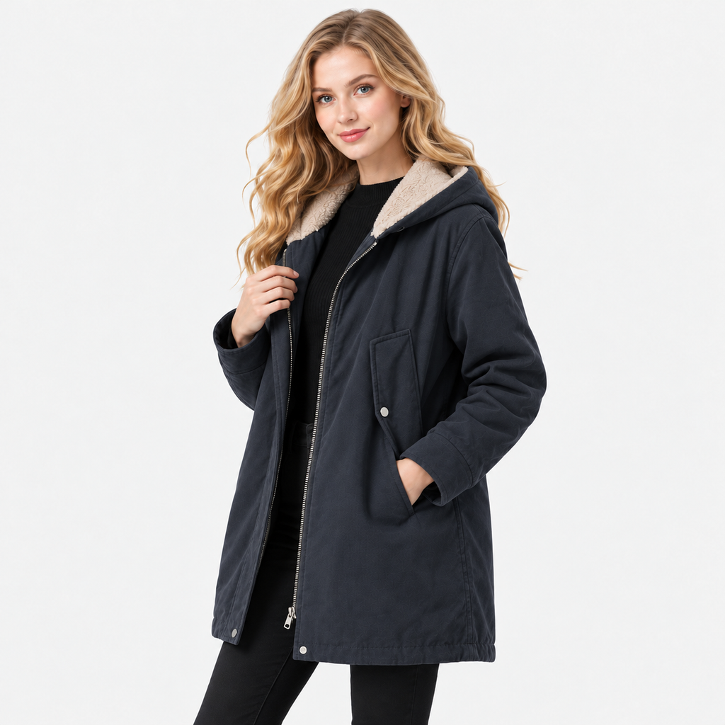 NAJAS | Women's Cotton Hooded Parka with Thick Fleece Lining