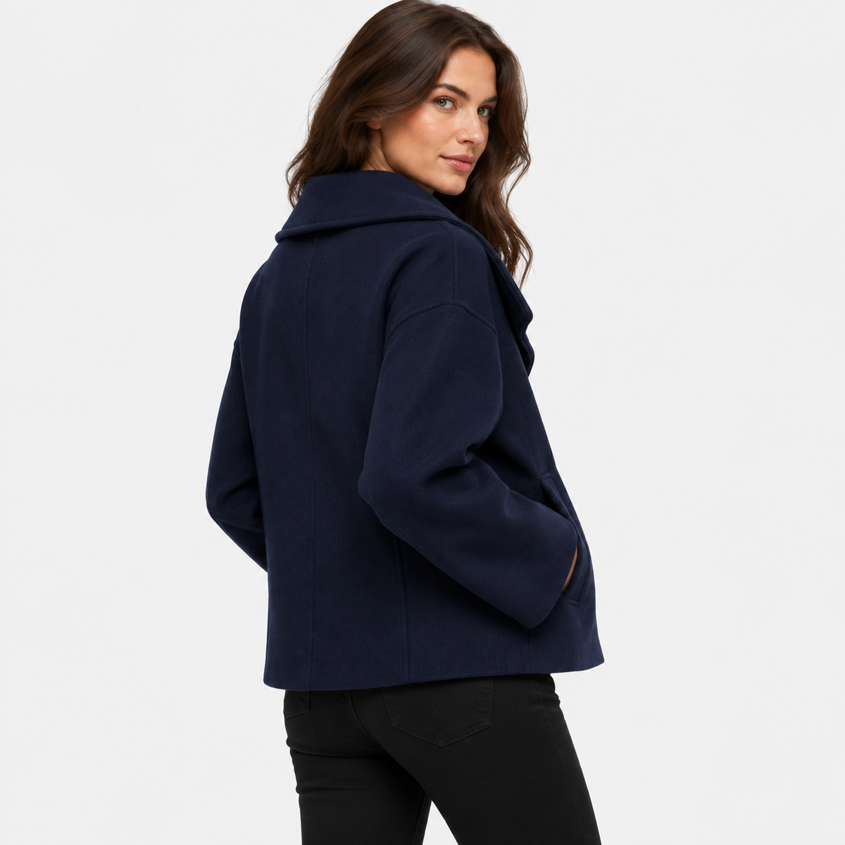 NAJAS | Women’s Double Breasted Coat Stand Collar Elegant Outerwear