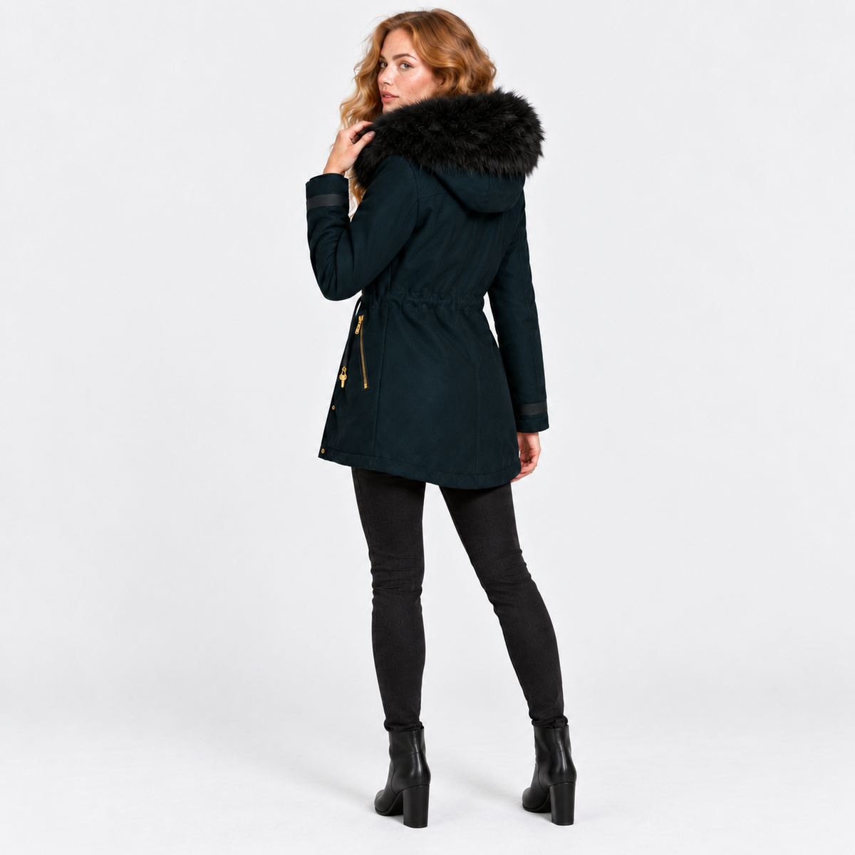 NAJAS | Women’s Faux Fur Collar Coat Polyester Thick Winter Outerwear