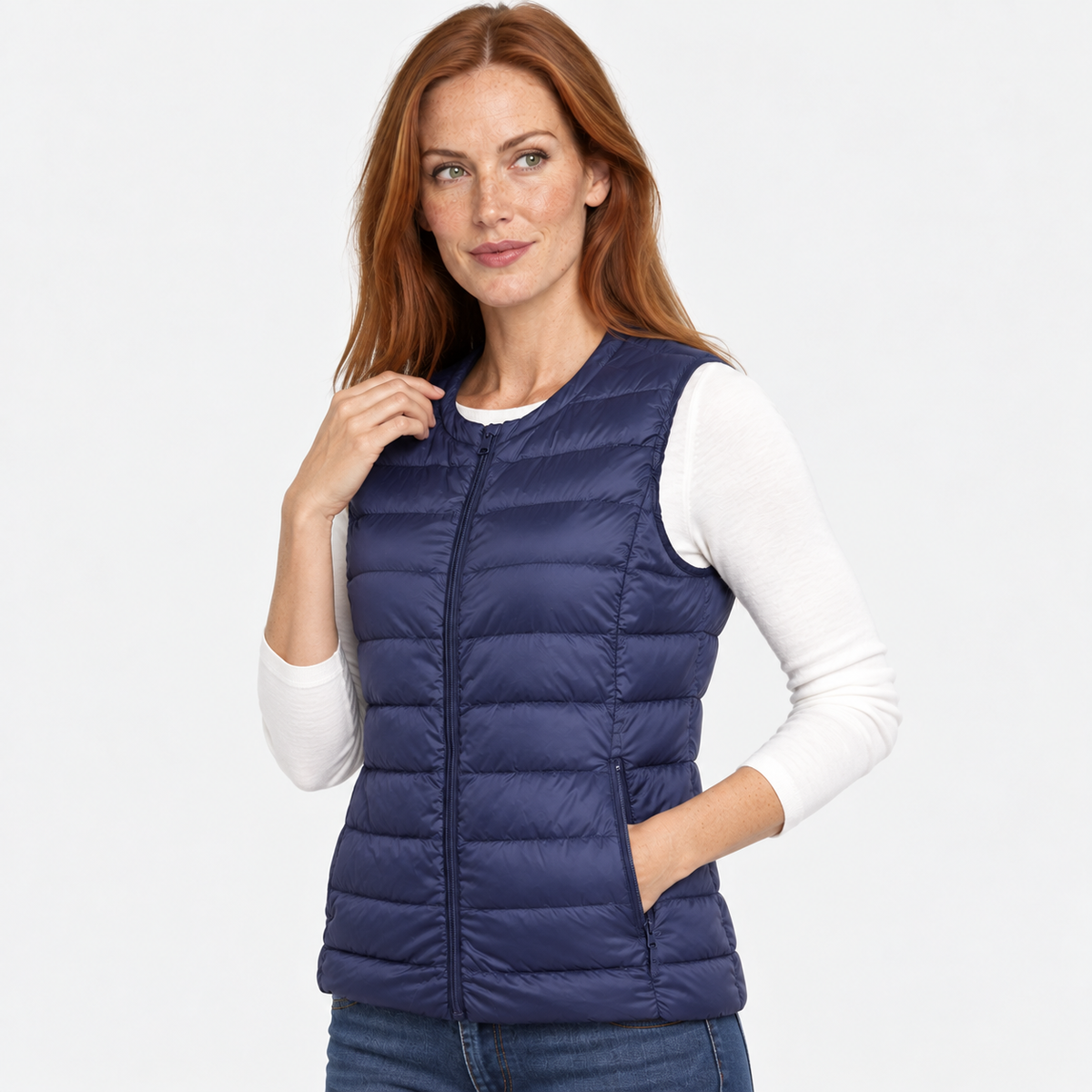 NAJAS | Women’s Down Vest Collarless Lightweight Fall Winter Outerwear