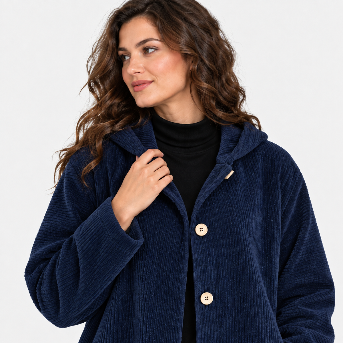 NAJAS | Women’s Corduroy Jacket Hooded Warm Pocket Fall Winter Coat
