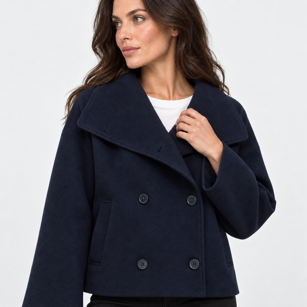 NAJAS | Women’s Double Breasted Coat Stand Collar Elegant Outerwear
