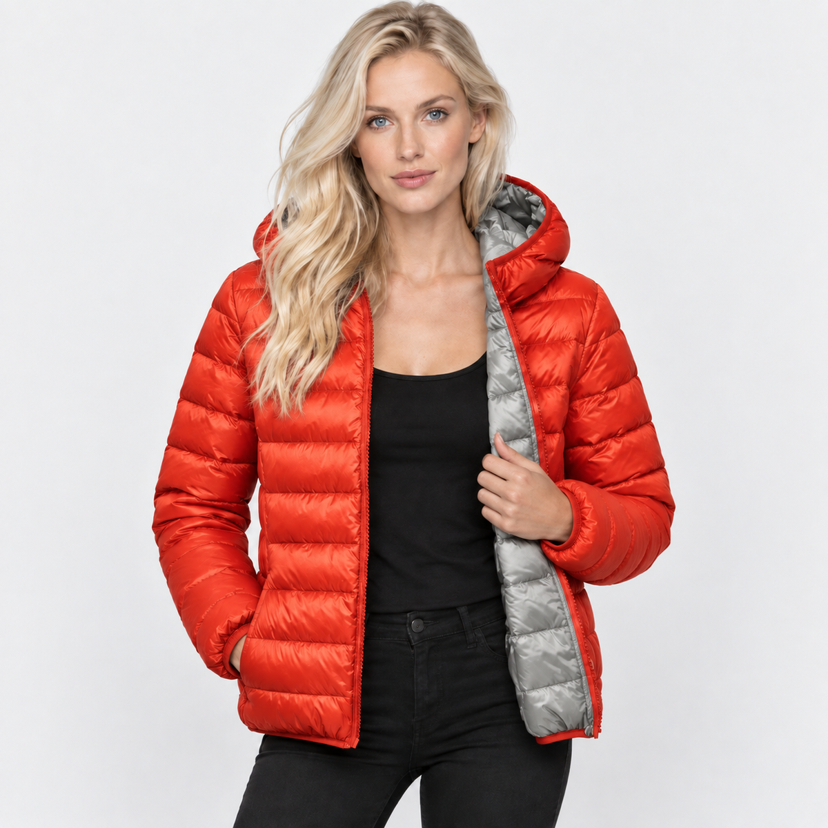 NAJAS | Women’s Duck Down Jacket Nylon Hooded Lightweight Winter Coat